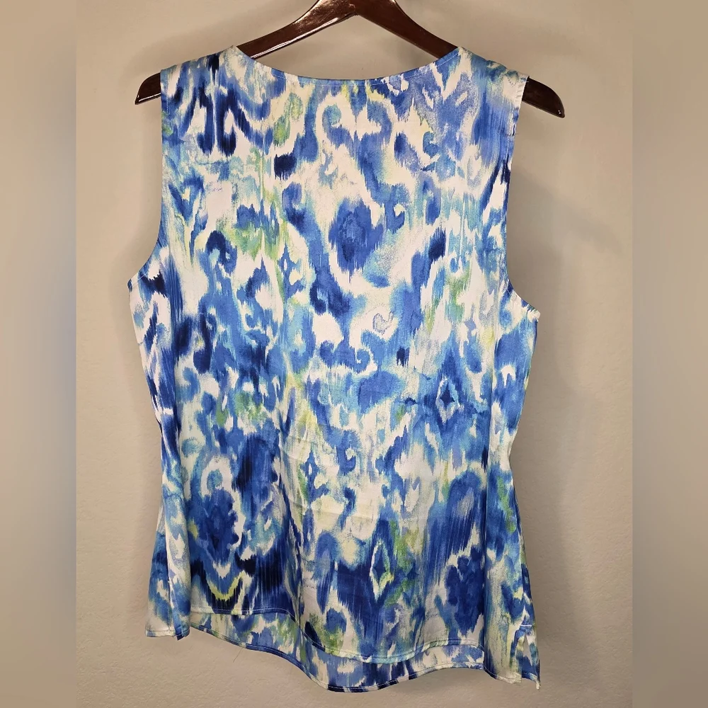 Chico’s Blue Green Abstract Print Sleeveless Tank Top Size 2 (M/L) - Picture 3 of 9